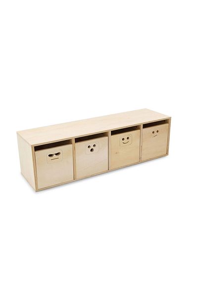 MATMEL My Emoji 4-Piece Wooden Toy Organizer - Natural - 34,5X33X120 cm