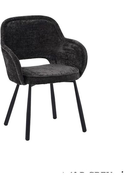 Generic Velvet Dining Chair with Metal Legs and Ergonomic Rounded Back Dark Gray