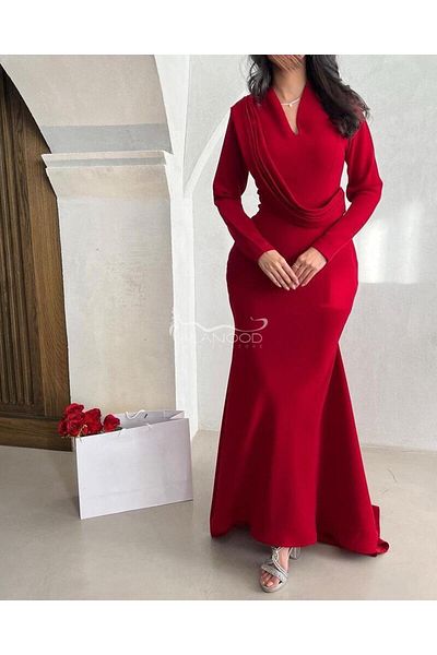 ALANOOD FASHION Long red dress