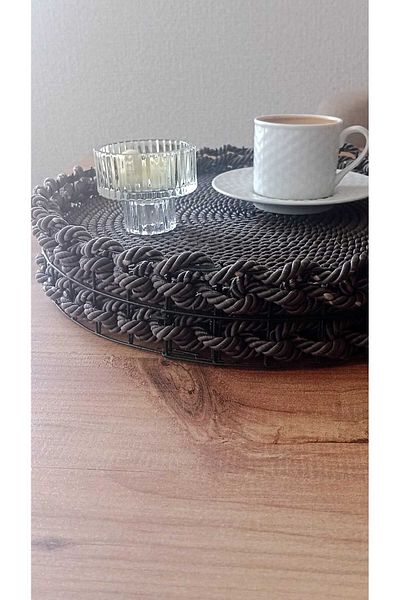 Egindra Smoked Anthracite Gray 30 cm Wicker Tray Decorative Tray, Bathroom, Home, Decor Presentation/Promises Engagement Groom Tray