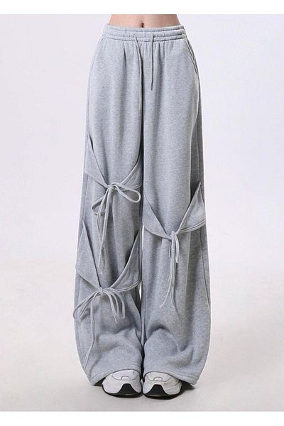 eyonnwear New Model Trend Bow Detailed Knitted Trousers Tracksuit