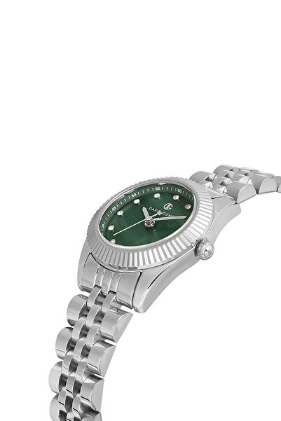 DAVID GUNER Silver Coated Green Dial Women's Watch Dg-8731La-A10