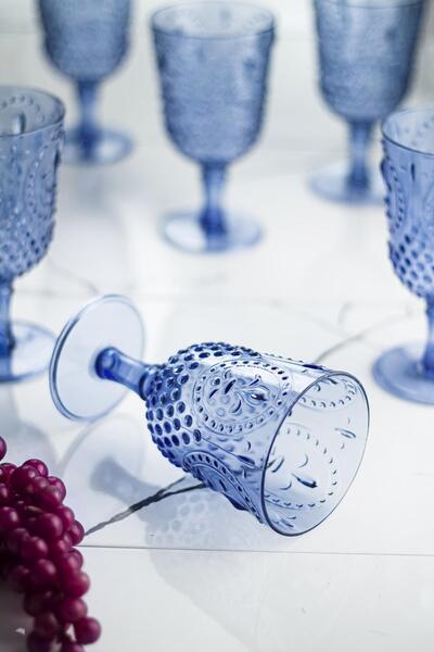 EWs Acrylic Navy Blue Single Goblet & Water Soft Drink Coffee Side Glass 450 ml (Not Glass)