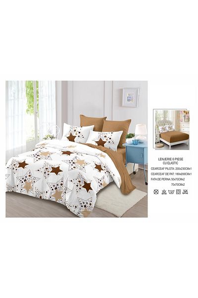 CHIRASO CHIRASO Finet Bedding Set, 6 Pieces, 2 Persons, Sheet 180x200, Duvet Cover 200x230, 4 Pillowcases, Print