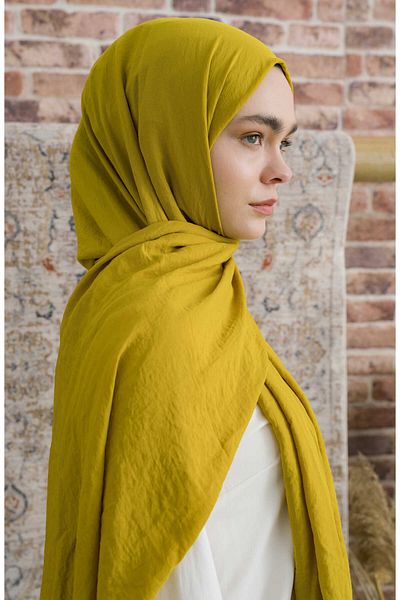 Fatma Atasoy Βαμβακερό Voile Oil Green Shawl