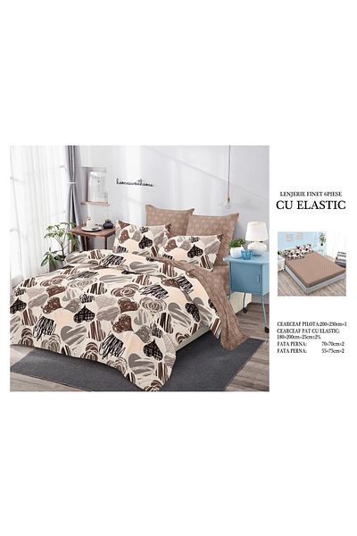 CHIRASO CHIRASO Finet Bedding Set, 6 Pieces, Fitted Sheet 180x200, Duvet Cover 200x230, 4 Pillowcases, Print