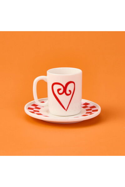 ASPARTAM Kitchen Love 4 Piece Coffee Cup Set - Pink / White