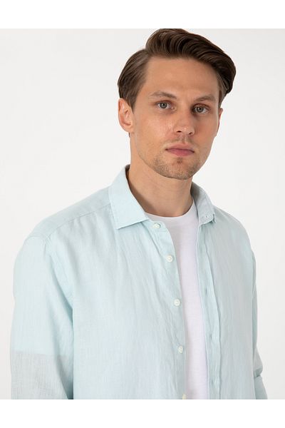 Pierre Cardin Water Green 100% λινό πουκάμισο με κανονική εφαρμογή με μακριά μανίκια 50303293-VR115