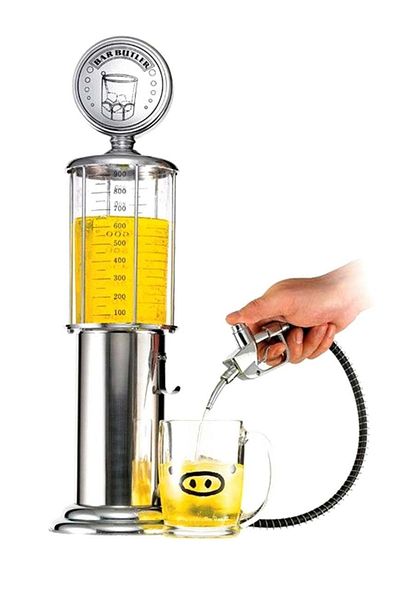 OEM Gas Pump Shaped Beverage Dispenser, Ideal For Juice Or Beer, 950 Ml, 48 Cm, Silver