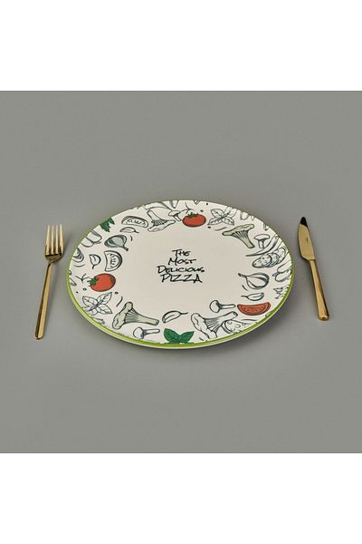 MATMEL Gourmet the Most Delicious Pizza Plate - Cream / Black - 30 cm
