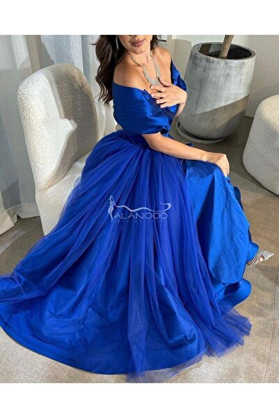 ALANOOD FASHION فستان كلوش نيلي فخم بتصميم عصري