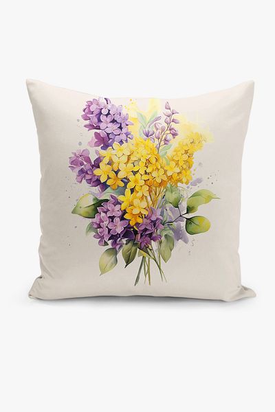 Filamente 4-Piece Double-Sided Digital Printing Throw Pillow Cover with Floral Pattern
