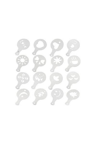 zola Set of 16 reusable coffee or dessert decorating icing, 13x8.5 cm, transparent, different shapes