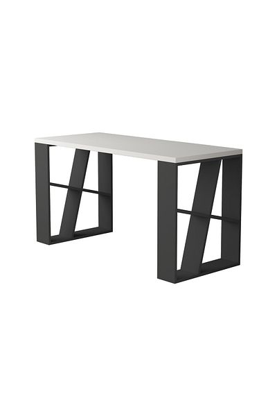 Mourah Home Honey Working Table with Storage Dual Slanted Shelves, Compact Desk for Home Office, Writing & Study