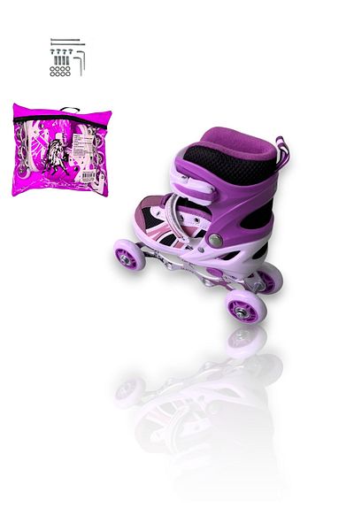 MUBX Children's Skating Practice Skates 2+2, 2+1 Adjustable Wheel and Numbered Beginner Skates