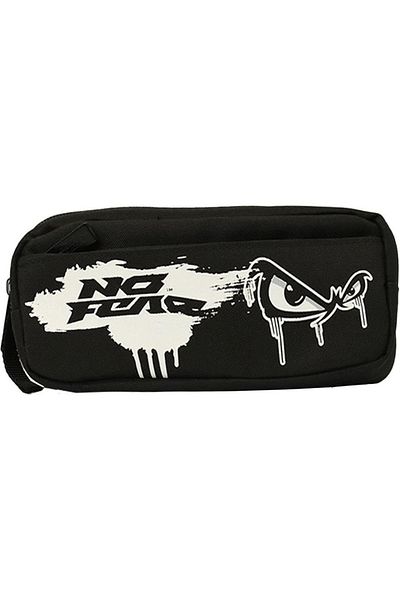 No Fear Pencil Bag 03551 Black Printed Double Compartment