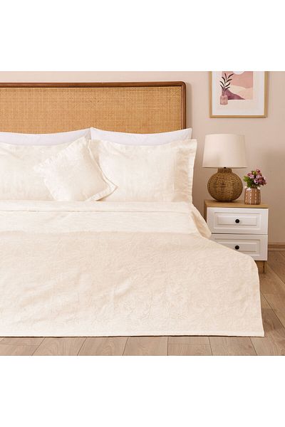 MATMEL 43173 Jacquard Woven 4 Piece Bedspread Set - Beige