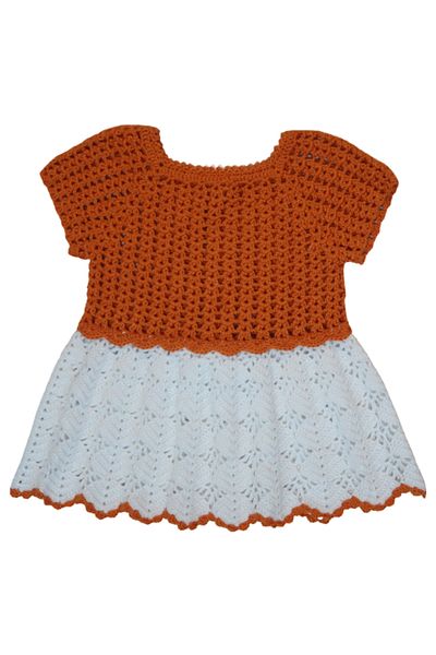 Aykır ı Bebe 1.5-2 Years Old Hand Knitted Ribbon Baby Girl Dress
