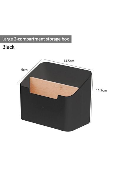 Choice black-2 grids 2/4 Grids Multi Functional Desktop Bamboo And Wood Compartment Storage Box With Detach