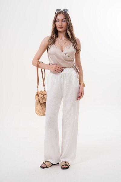 Laressi Muslin Trousers with Elastic Waist and Pockets