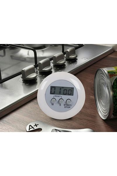zola Kitchen timer with LCD display, magnet and stand, White