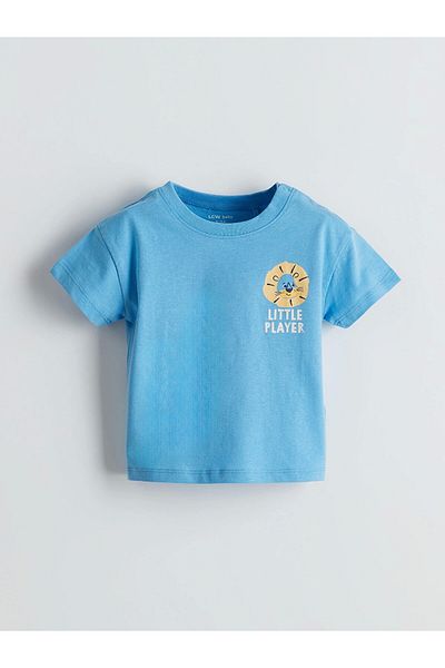 LC Waikiki Lcw Baby Blue Printed Baby Boy T-Shirt and Shorts 2-Pack
