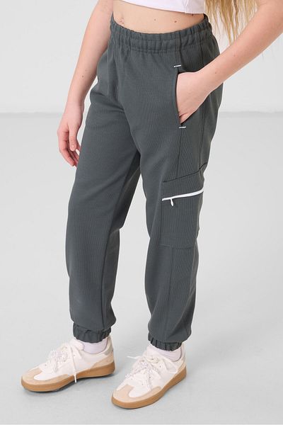 TOMMY LIFE White-Khaki O Neck Printed Elastic Leg Cargo Pocket Girls Tracksuit Set - 75173
