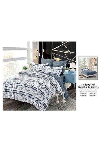 CHIRASO CHIRASO Finet Bedding Set, 6 Pieces, 2 Persons, Fitted Sheet 180x200, Duvet Cover 200x230, 4 Pillowcases