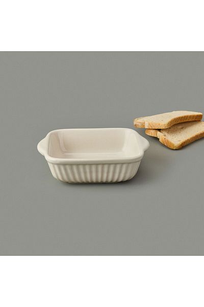 İpek Porcelain Small Oven Dish - Cream - 17X15 cm