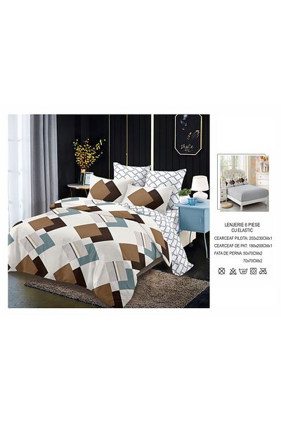 CHIRASO CHIRASO Finet Bedding Set, 6 Pieces, 2 Persons, Sheet 180x200, Duvet Cover 200x230, 4 Pillowcases, Print