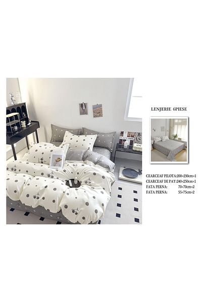chiraso CHIRASO Finet Bedding Set, 6 Pieces, Sheet 240x250, Quilt 200x230, 4 Pillowcases, Print