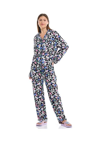 R&B Black Printed Pyjama Set