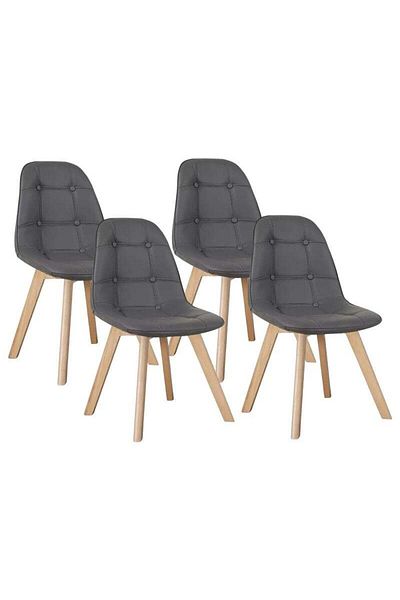 Taimi Pack of 4 Wooden Dining Chair With Padded Seat Designed For Home Kitchen Lounge And Office, Gray