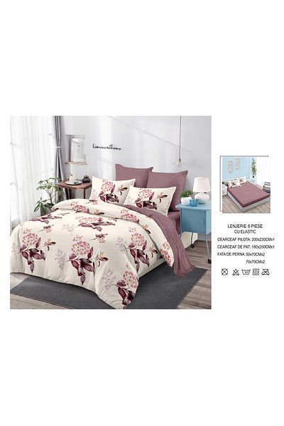 CHIRASO CHIRASO Finet Bedding Set, 6 Pieces, 2 Persons, Sheet 180x200, Duvet Cover 200x230, 4 Pillowcases, Print