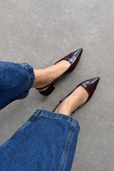 STRASWANS Hubert Women's Heeled Wrinkled Leather Shoes Claret Red
