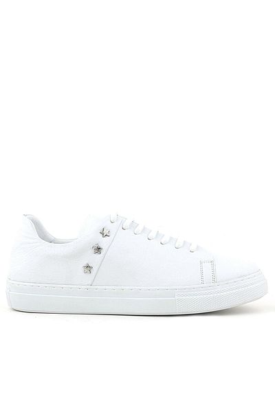 hapshoe Genuine Leather Women's White Lace-Up Star Sneaker Shoes