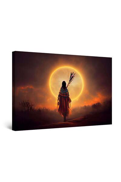 startonight Tablou DualView Startonight Ritual Indian cu Luna, luminos in intuneric, 60 x 90 cm