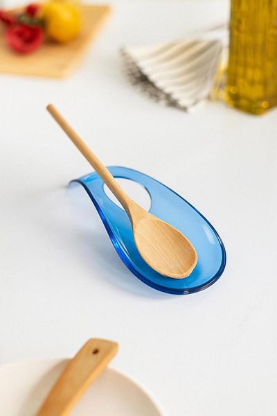 AC BOX Acrylic Blue Countertop Dirty Spoon Holder & Ladle Mat