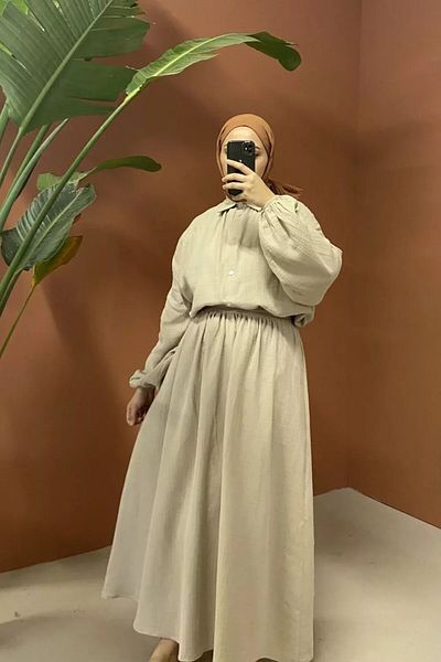 FERHEL Muslin Shirt and Skirt Set