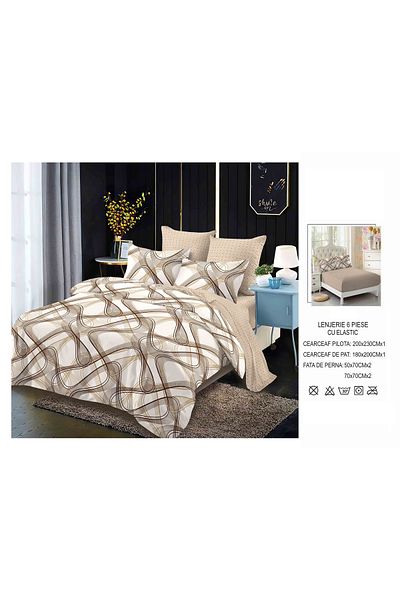 CHIRASO CHIRASO Finet Bedding Set, 6 Pieces, 2 Persons, Sheet 180x200, Duvet Cover 200x230, 4 Pillowcases, Print