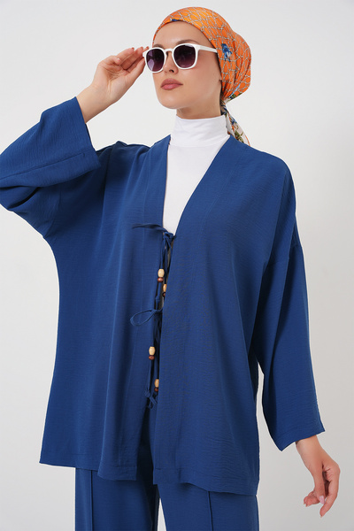 Bigdart Kadın Ayrobin Kimono Pantolon İkili Takım 6739 - İndigo