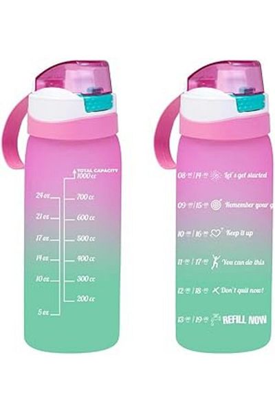 Mu Art Ahşap Herevin 161646-161 Water Bottle - Motivational Water Bottle - Plastic Colorful Water Bottle Pink 1Lt