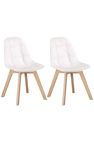 Taimi Pack of 2 Wooden Dining Chair With Padded Seat Designed For Home Kitchen Lounge And Office, White
