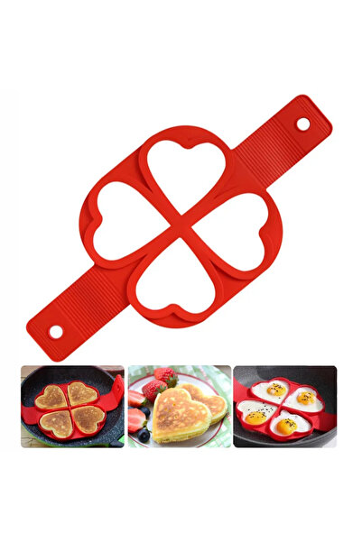 OEM Silicone mold for eggs and pancakes, heart pattern, red