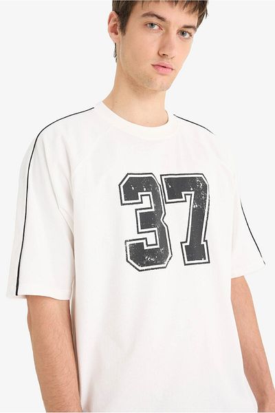 DeFacto 100% Cotton Loose Fit Crew Neck Printed Short Sleeve T-Shirt F0186Ax25Sm