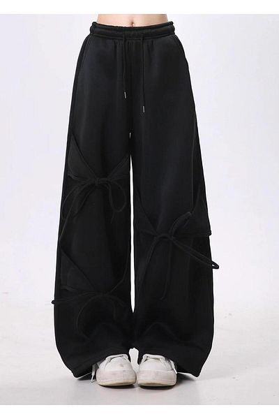 eyonnwear New Model Trend Bow Detailed Knitted Trousers Tracksuit
