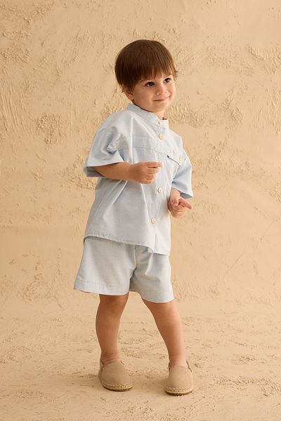 Fahhar Kids Pat Detailed Shirt Suit Blue