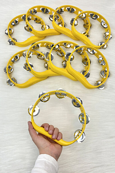 ZEYMERADE طبلة وصيفة العروس الصفراء Tefi Defi، طبلة بلاستيكية مع جرس معدني لح...