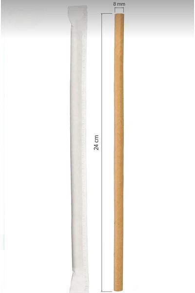 alenked Paper Wrapped Frozen Paper Pipette Kraft 8mm X 24 cm 50 Pcs