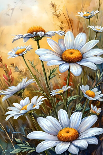 Aden DEKORATİF PAPATYALAR KANVAS TABLO